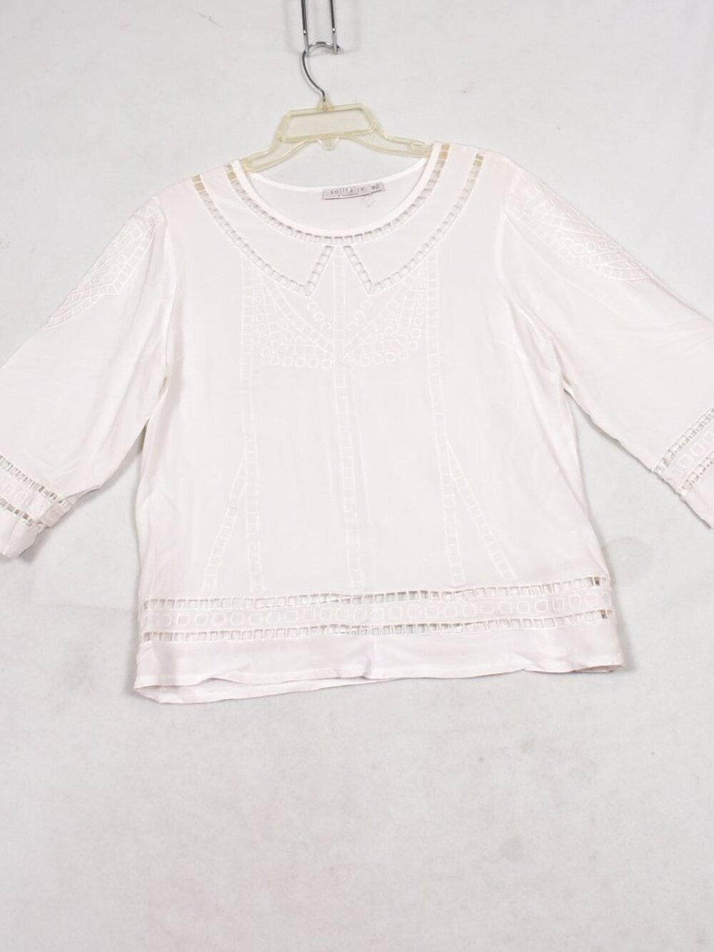 Solitaire by Ravi Khosla Women's White 3/4 Sleeve Blouse Size Medium